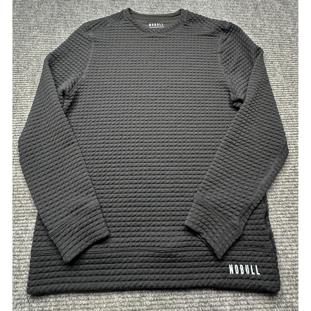 NOBULL Sweatshirt Mens Medium Black Quilted Knit Pullover Athletic